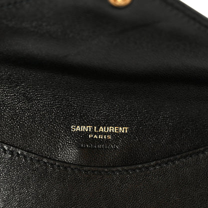 Saint Laurent Lambskin Chevron Quilted Large LouLou Shoulder Bag Black