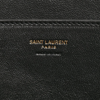 Saint Laurent Suede Large Cassandre Pouch On Chain Caramel Cognac