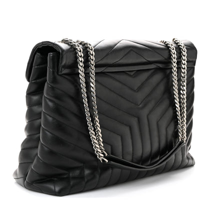 Saint Laurent Loulou Quilted Monogram Large Chain Satchel Black