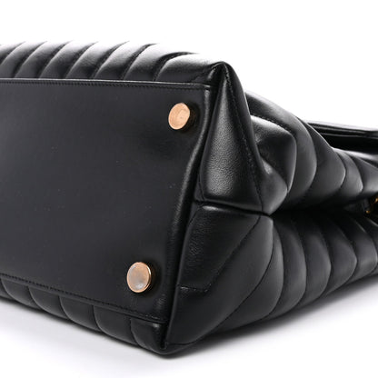 Saint Laurent Calfskin Y Quilted Monogram Large Loulou Chain Satchel Black