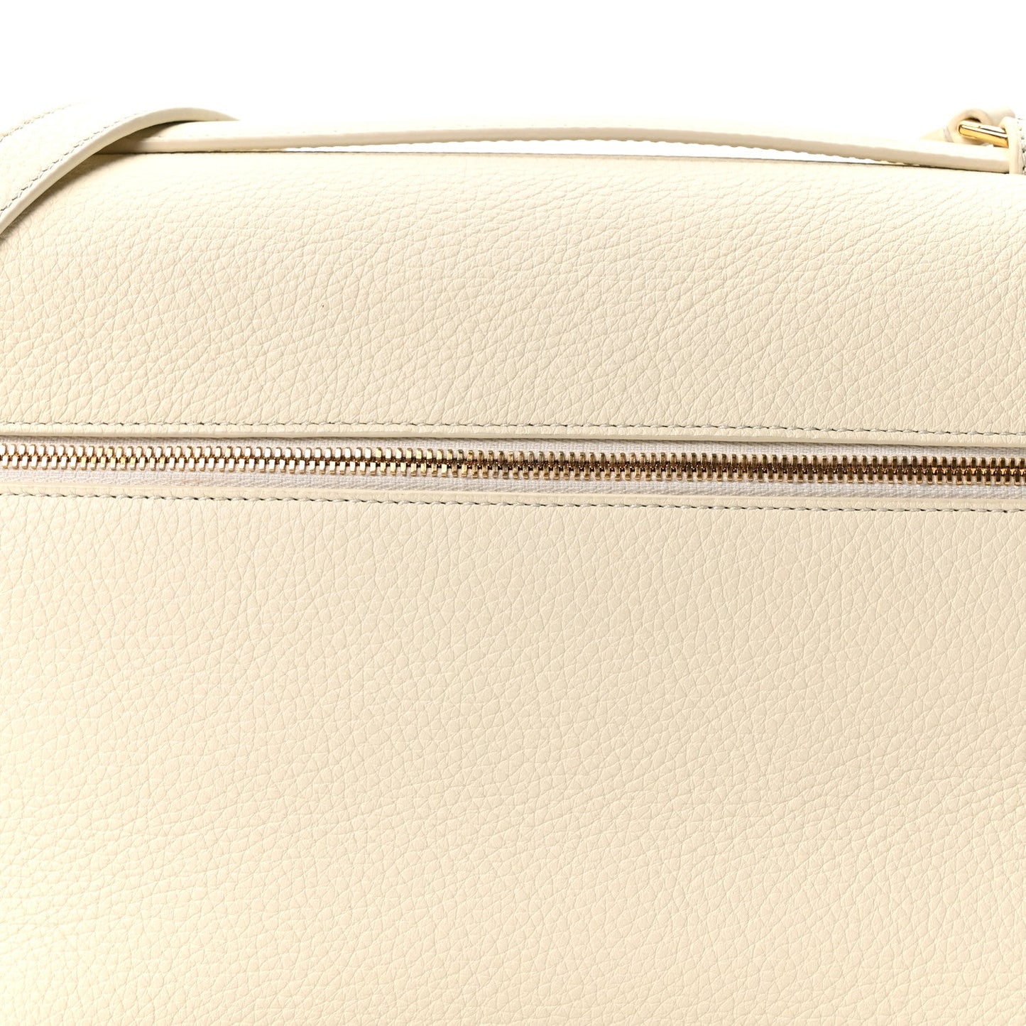 White lambskin bag with double zip row and gold-tone hardware
