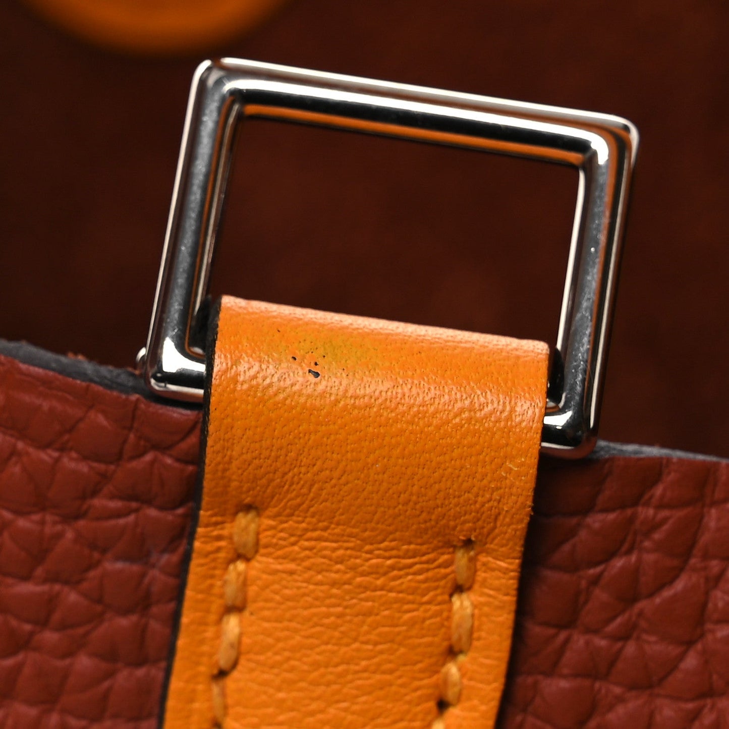 Taurillon Clemence Swift Picotin 18 PM Leather Tote Cuivre