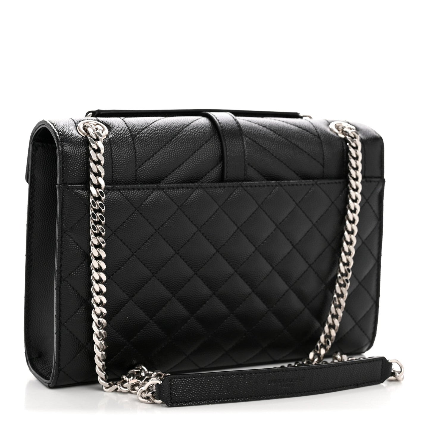 Saint Laurent Grain de Poudre Matelasse Triquilt Medium Satchel Black