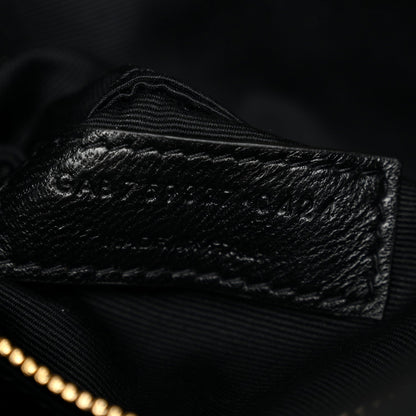 Saint Laurent Lambskin Quilted Toy Loulou Puffer Monogram Chain Satchel Black