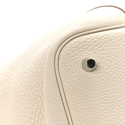Taurillon Clemence Picotin Lock 22mm Tote Beton Ivory