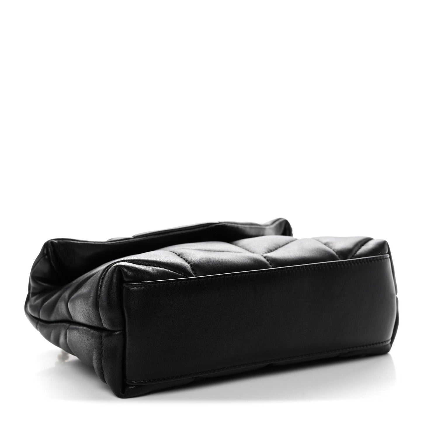 Saint Laurent Lambskin Quilted Toy Loulou Puffer Monogram Chain Satchel Black