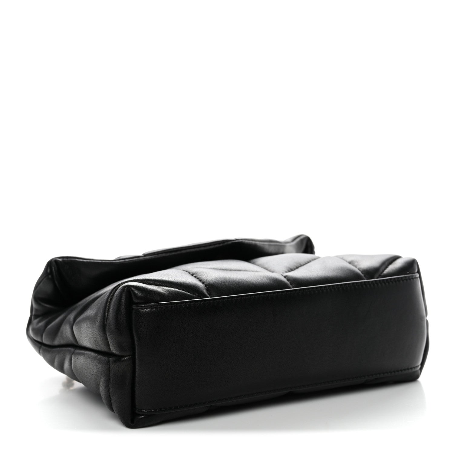 Saint Laurent Lambskin Quilted Toy Loulou Puffer Monogram Chain Satchel Black