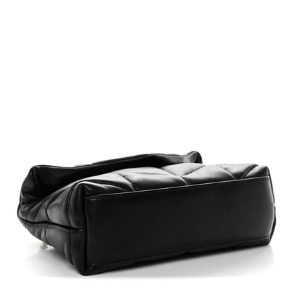 Saint Laurent Lambskin Quilted Toy Loulou Puffer Monogram Chain Satchel Black