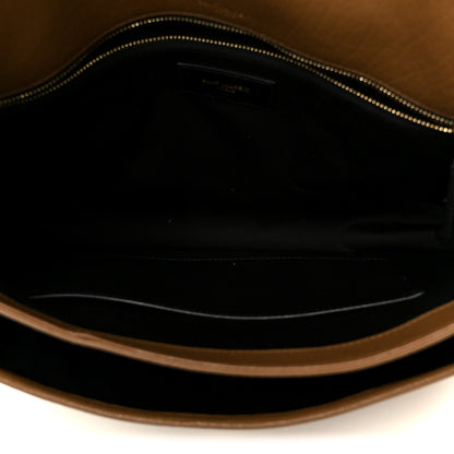 Saint Laurent Grained Lambskin Monogram Large Niki Chain Satchel Dark Cork