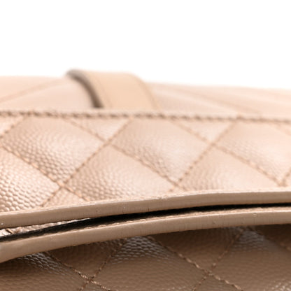 Saint Laurent YSL Monogram Quilted Satchel Medium Dark Beige