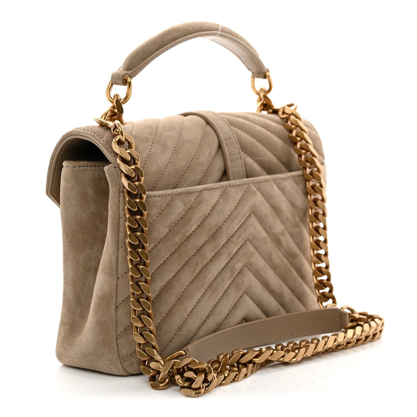 Saint Laurent Suede Matelasse Chevron Monogram Medium College Bag