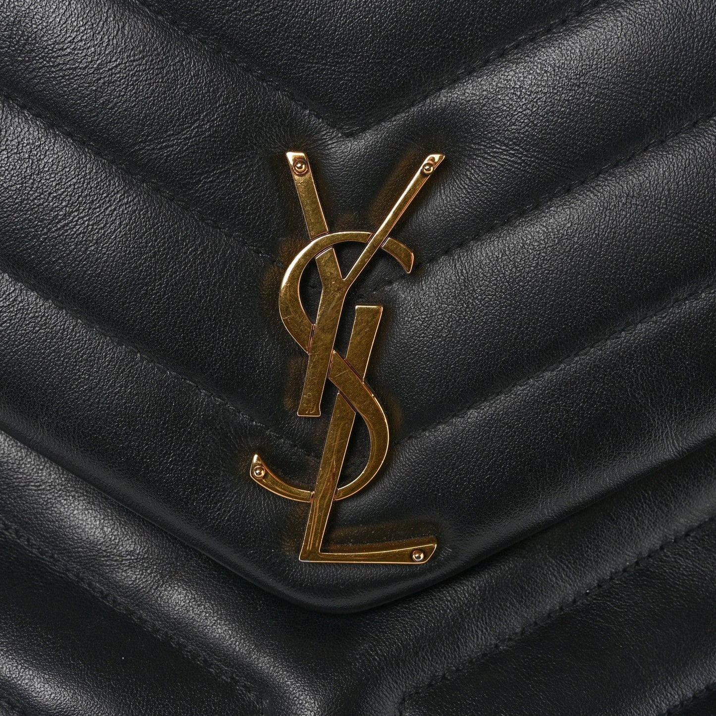 Saint Laurent Calfskin Y Quilted Monogram Large Loulou Chain Satchel Black