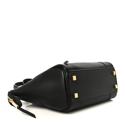 Celine grained calfskin tote bag, black with gold corner studs and shoulder strap