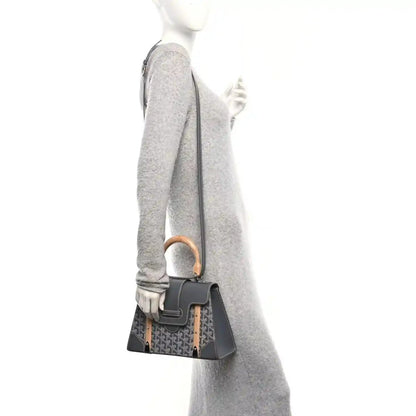 Goyard Goyardine Saigon PM Grey Canvas Bag With Wooden Handle - NEESTRA