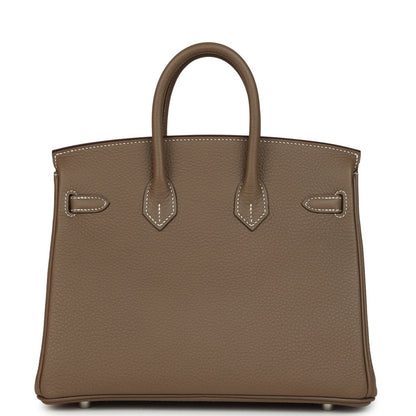 Hermes Birkin 25 Etoupe Togo Leather Brushed Palladium Hardware - NEESTRA