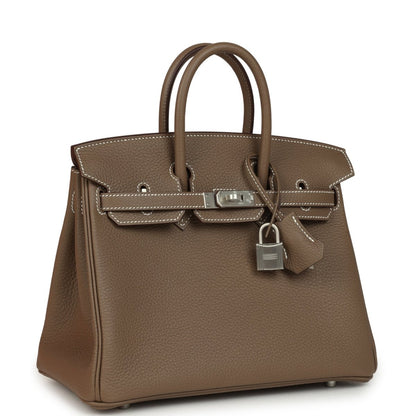 Hermes Birkin 25 Etoupe Togo Leather Brushed Palladium Hardware - NEESTRA