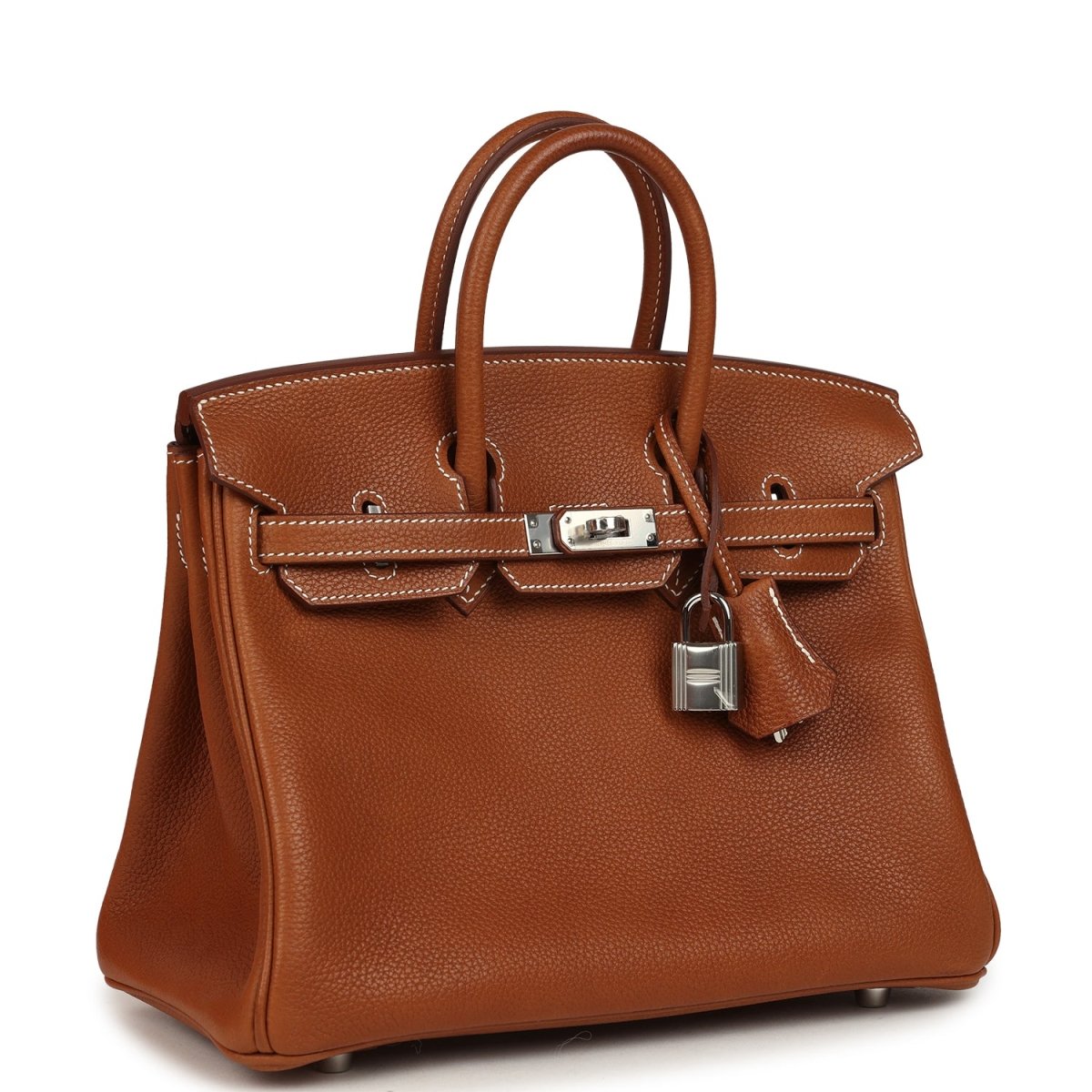 Hermes Birkin 25 Fauve Barenia Faubourg Leather Palladium Hardware Handbag - NEESTRA