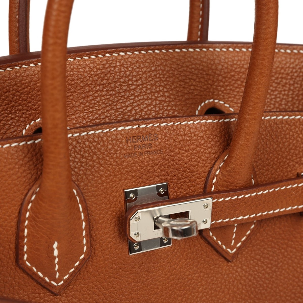 Hermes Birkin 25 Fauve Barenia Faubourg Leather Palladium Hardware Handbag - NEESTRA