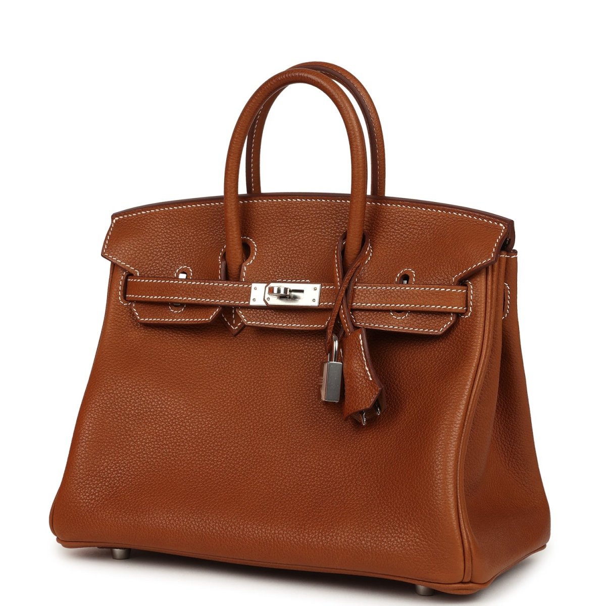 Hermes Birkin 25 Fauve Barenia Faubourg Leather Palladium Hardware Handbag - NEESTRA