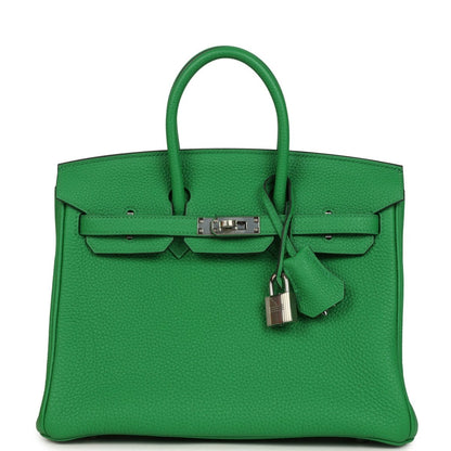 Hermes Birkin 25 Handbag Bambou Togo Leather Palladium Hardware - NEESTRA