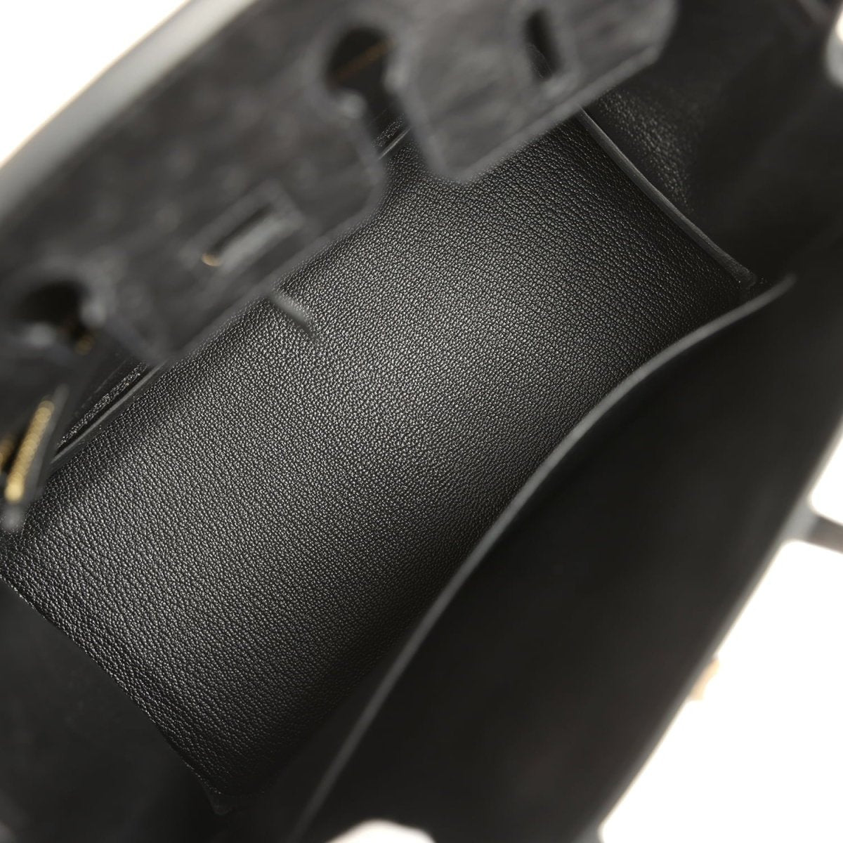 Hermes Birkin 25 Handbag Black Ostrich Leather Rose Gold Hardware - NEESTRA