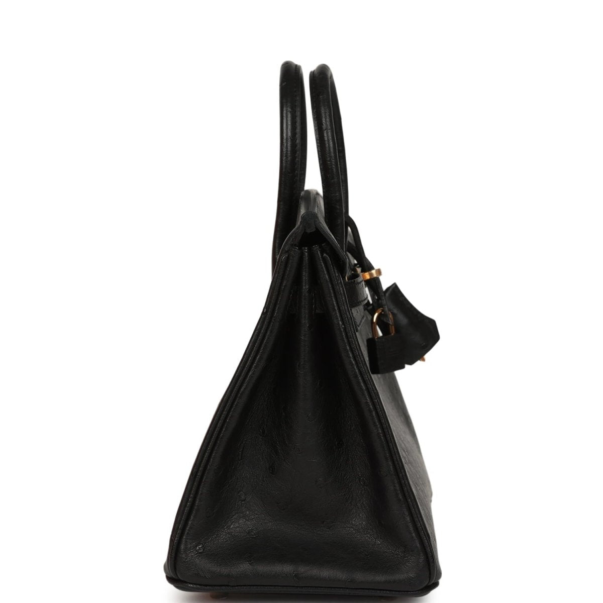 Hermes Birkin 25 Handbag Black Ostrich Leather Rose Gold Hardware - NEESTRA