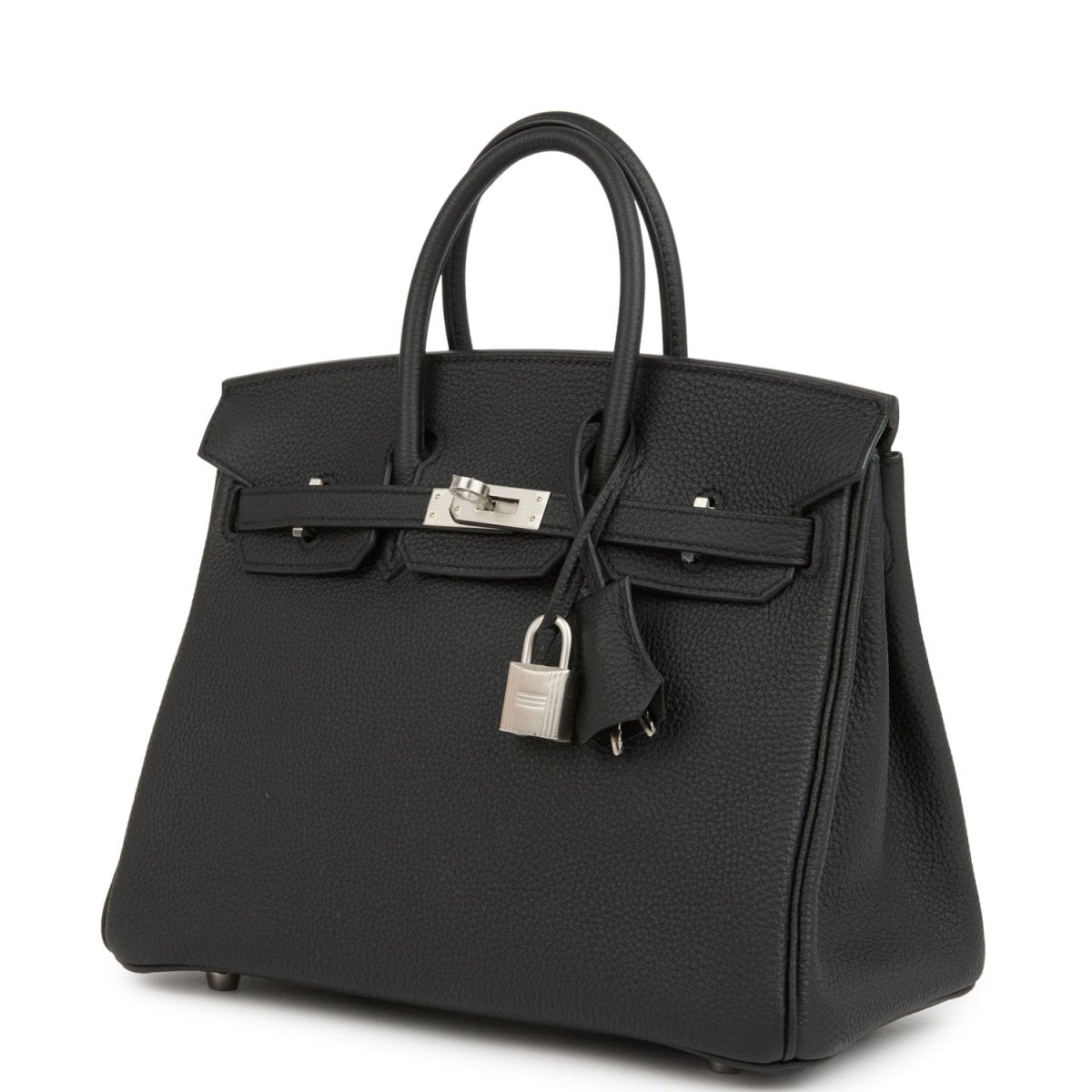 Hermes Birkin 25 Handbag Black Togo Leather Brushed Palladium Hardware - NEESTRA