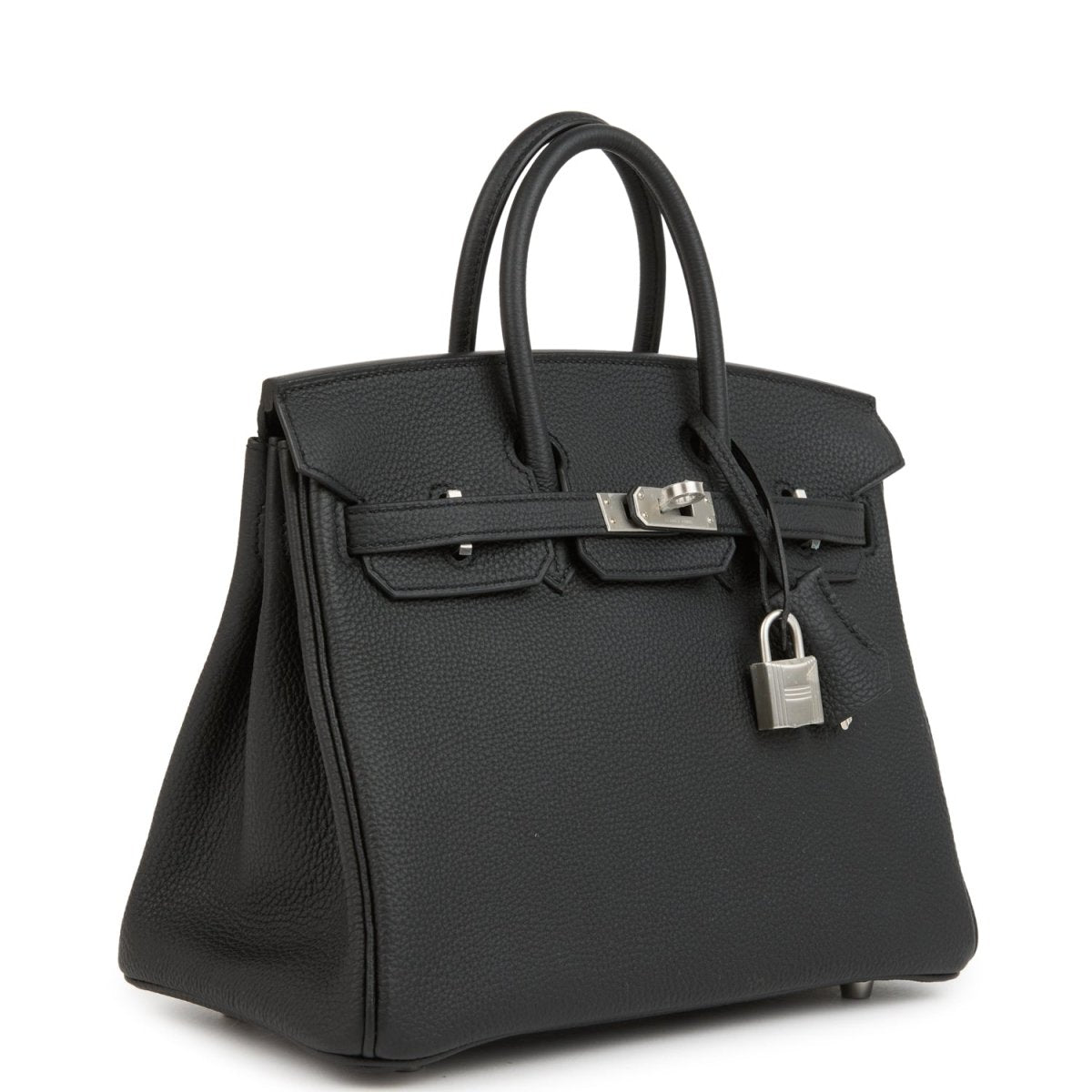 Hermes Birkin 25 Handbag Black Togo Leather Brushed Palladium Hardware - NEESTRA