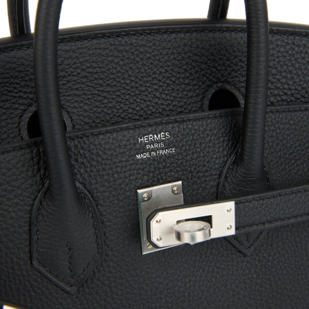 Hermes Birkin 25 Handbag Black Togo Leather Brushed Palladium Hardware - NEESTRA