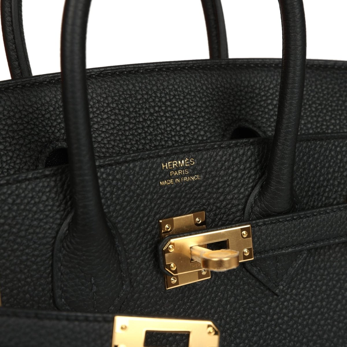 Hermes Birkin 25 Handbag Black Togo Leather Gold Hardware - NEESTRA
