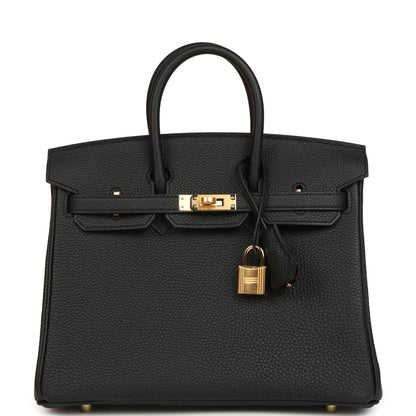 Hermes Birkin 25 Handbag Black Togo Leather Gold Hardware - NEESTRA