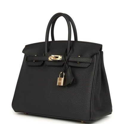 Hermes Birkin 25 Handbag Black Togo Leather Permabrass Hardware - NEESTRA