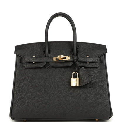 Hermes Birkin 25 Handbag Black Togo Leather Permabrass Hardware - NEESTRA