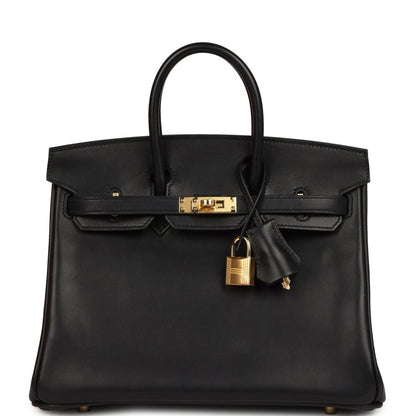 Hermes Birkin 25 Handbag Black Volupto Leather Gold Hardware - NEESTRA