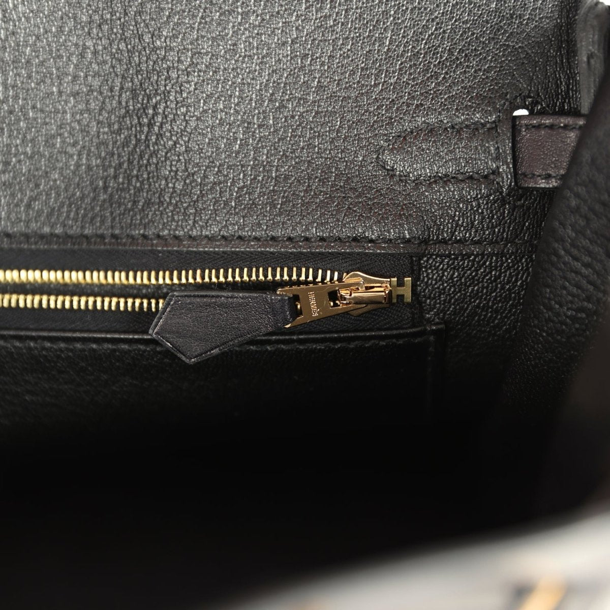 Hermes Birkin 25 Handbag Black Volupto Leather Gold Hardware - NEESTRA