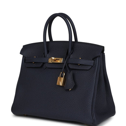 Hermes Birkin 25 Handbag Bleu Nuit Togo Gold Hardware - NEESTRA