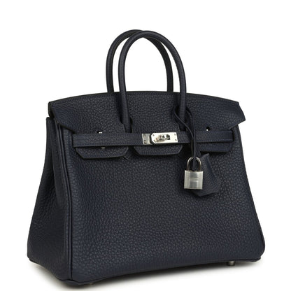 Hermes Birkin 25 Handbag Bleu Nuit Togo Palladium Hardware - NEESTRA