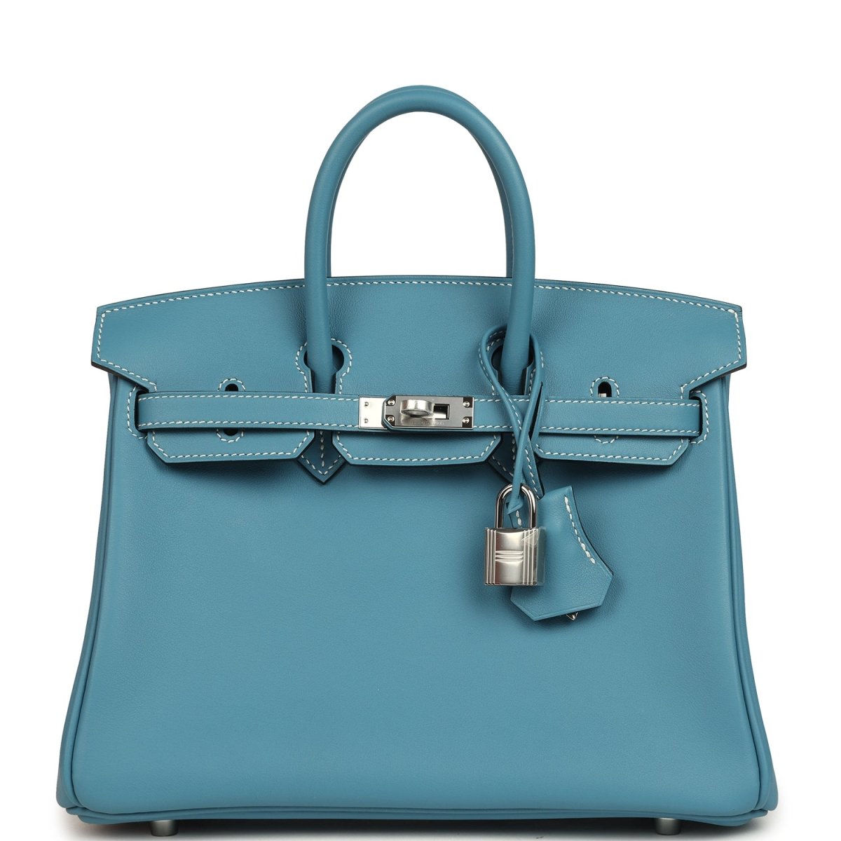 Hermes Birkin 25 Handbag Blue Jean Swift Leather Palladium Hardware - NEESTRA