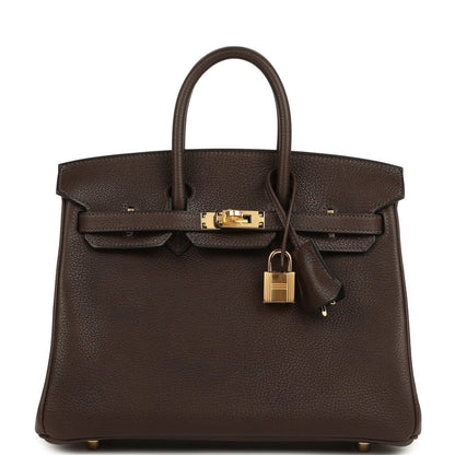 Hermes Birkin 25 Handbag Ebene Barenia Faubourg Gold Hardware - NEESTRA