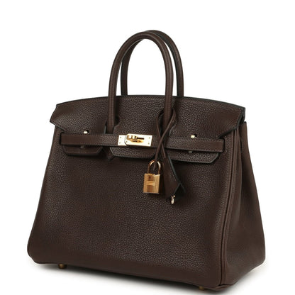 Hermes Birkin 25 Handbag Ebene Barenia Faubourg Gold Hardware - NEESTRA