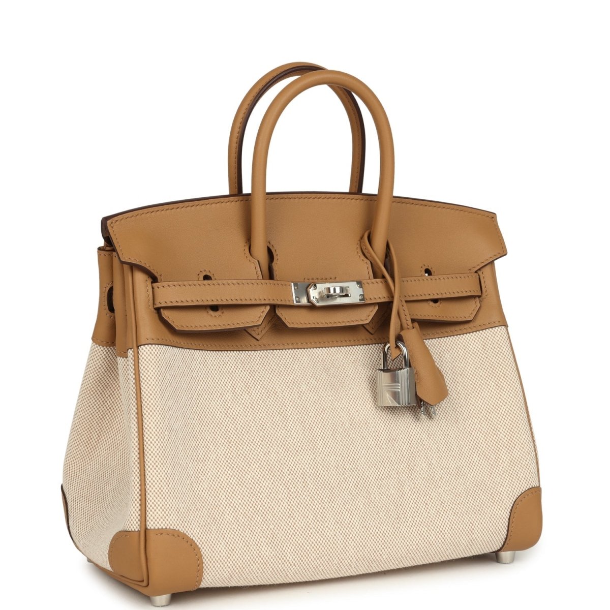 Hermes Birkin 25 Handbag Ecru Toile H Canvas Biscuit Swift - NEESTRA