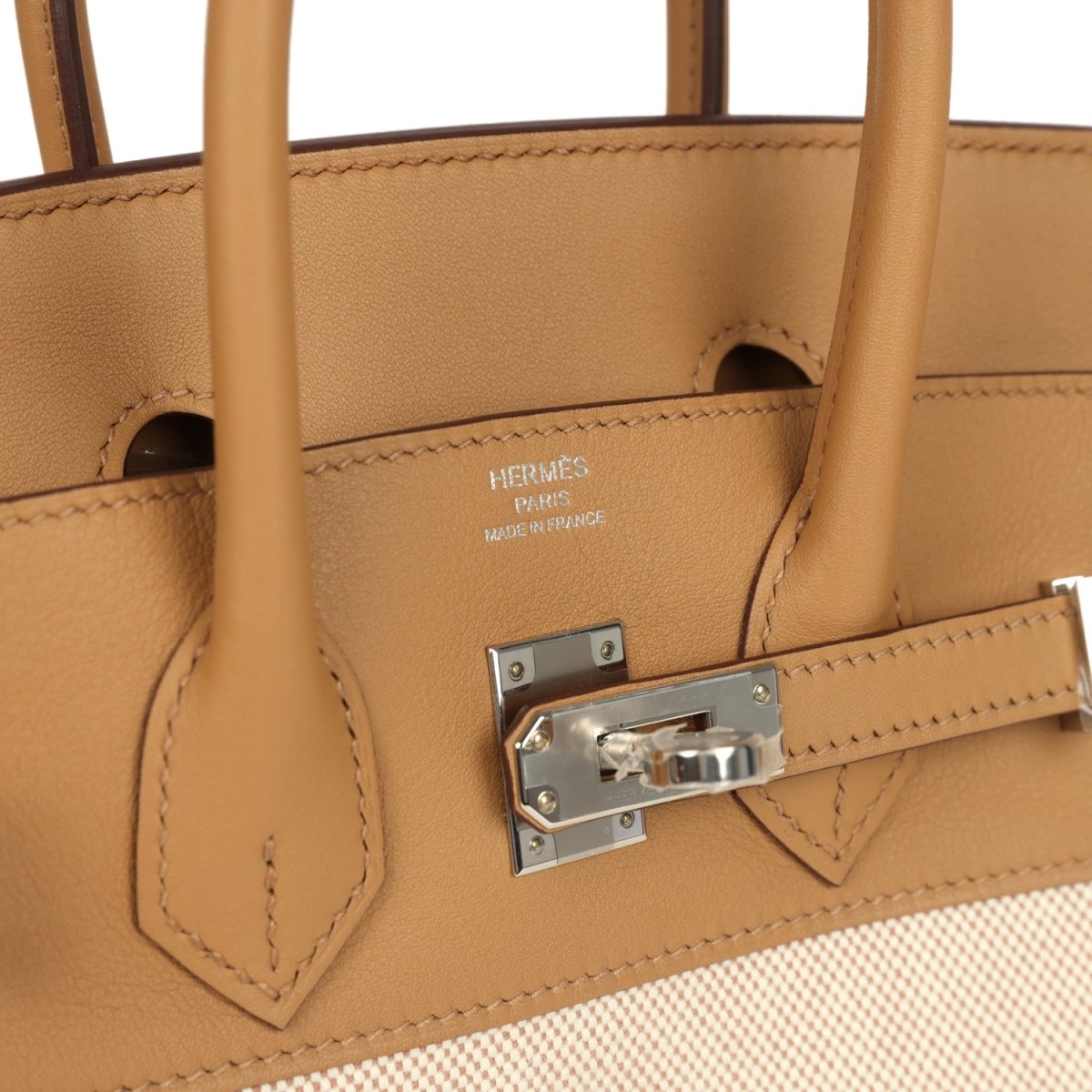 Hermes Birkin 25 Handbag Ecru Toile H Canvas Biscuit Swift - NEESTRA