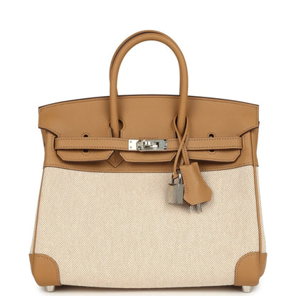 Hermes Birkin 25 Handbag Ecru Toile H Canvas Biscuit Swift - NEESTRA