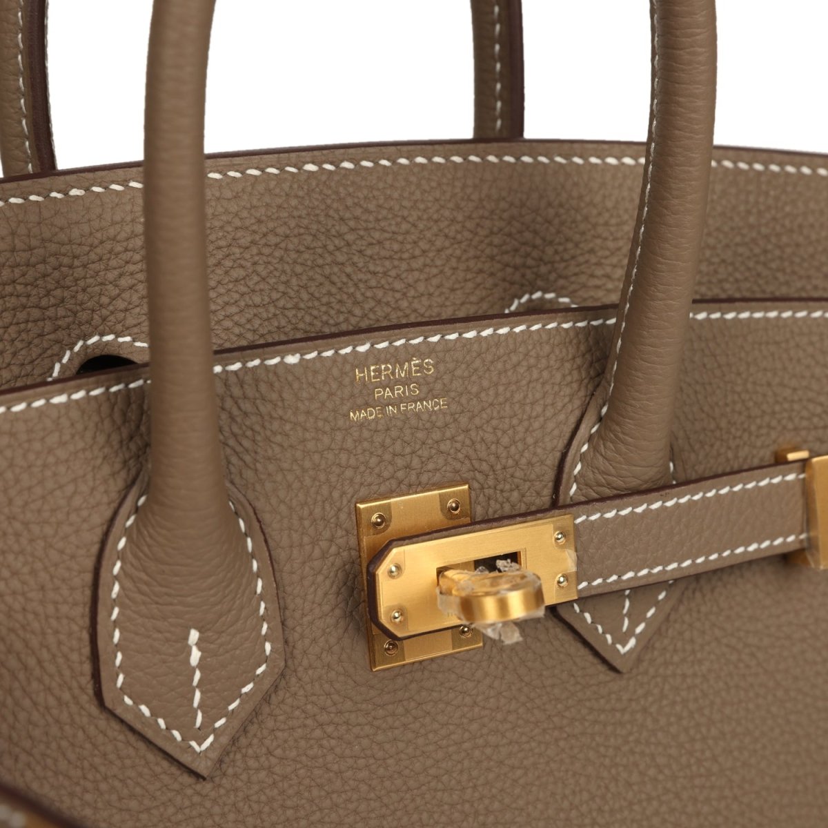 Hermes Birkin 25 Handbag Etoupe Togo Leather Brushed Gold Hardware - NEESTRA