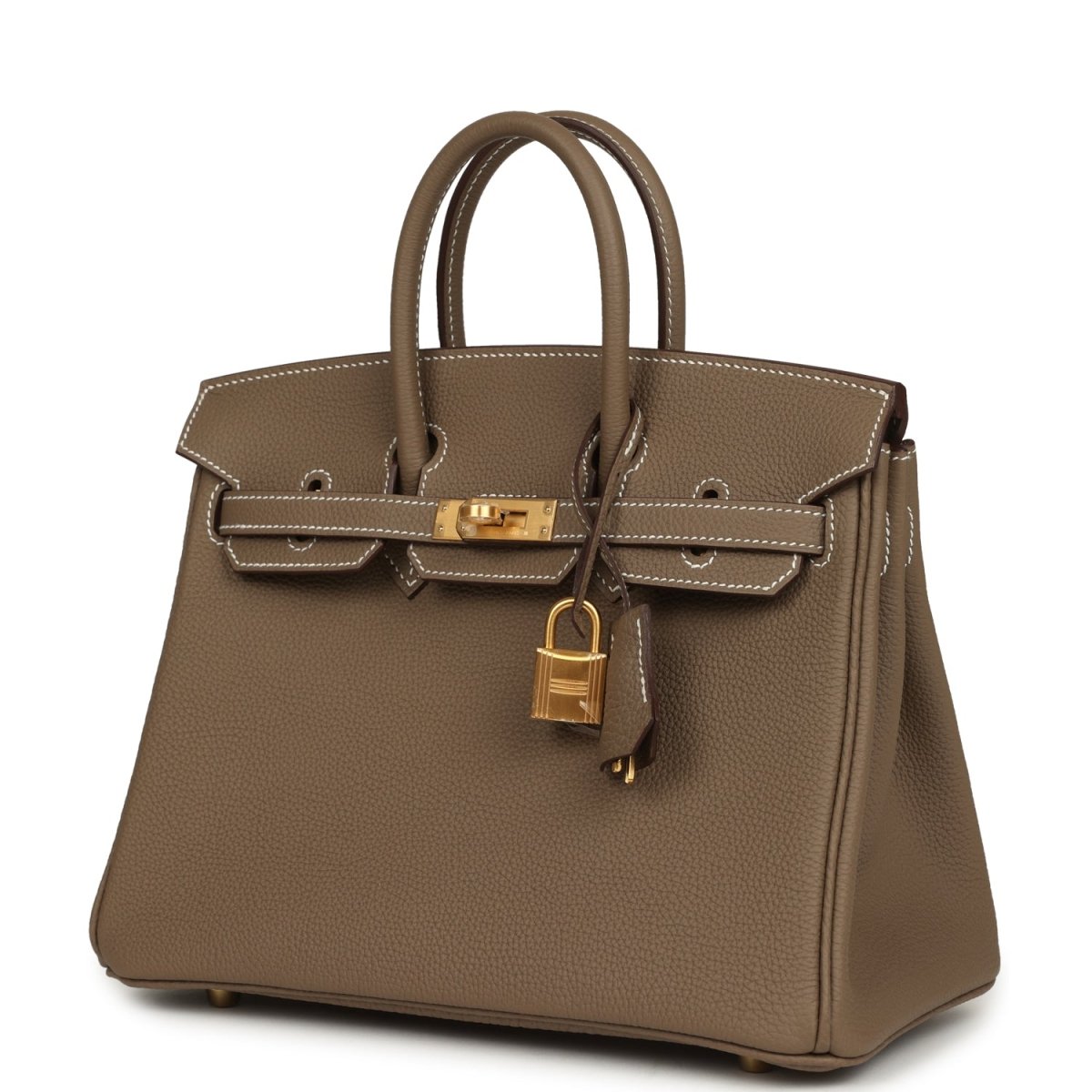 Hermes Birkin 25 Handbag Etoupe Togo Leather Brushed Gold Hardware - NEESTRA