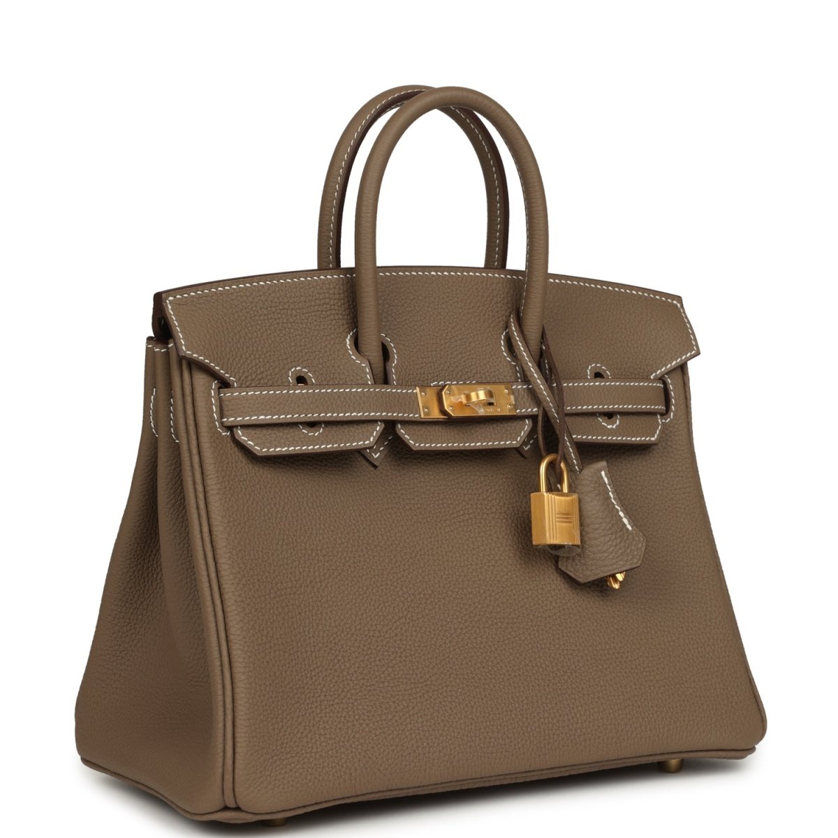 Hermes Birkin 25 Handbag Etoupe Togo Leather Brushed Gold Hardware - NEESTRA