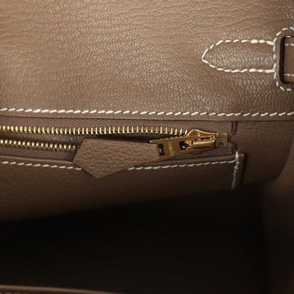 Hermes Birkin 25 Handbag Etoupe Togo Leather Gold Hardware - NEESTRA