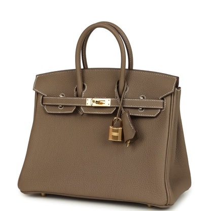 Hermes Birkin 25 Handbag Etoupe Togo Leather Gold Hardware - NEESTRA