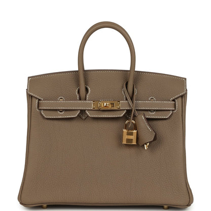 Hermes Birkin 25 Handbag Etoupe Togo Leather Gold Hardware - NEESTRA