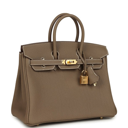 Hermes Birkin 25 Handbag Etoupe Togo Leather Gold Hardware - NEESTRA